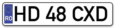 Placuta inmatriculare numar auto  HD-48-CXD, HD 48 CXD, HD48CXD