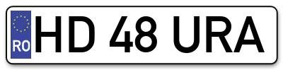 Placuta inmatriculare numar auto  HD-48-URA, HD 48 URA, HD48URA