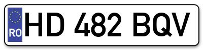 Placuta inmatriculare numar auto  HD-482-BQV, HD 482 BQV, HD482BQV