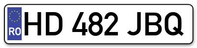 Placuta inmatriculare numar auto  HD-482-JBQ, HD 482 JBQ, HD482JBQ