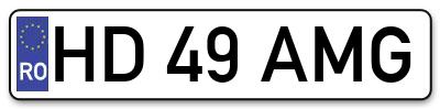 Placuta inmatriculare numar auto  HD-49-AMG, HD 49 AMG, HD49AMG