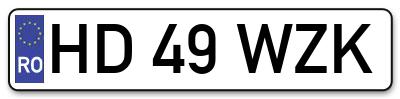 Placuta inmatriculare numar auto  HD-49-WZK, HD 49 WZK, HD49WZK