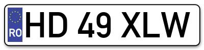 Placuta inmatriculare numar auto  HD-49-XLW, HD 49 XLW, HD49XLW