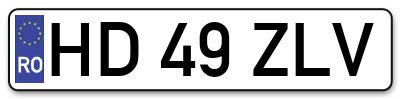 Placuta inmatriculare numar auto  HD-49-ZLV, HD 49 ZLV, HD49ZLV