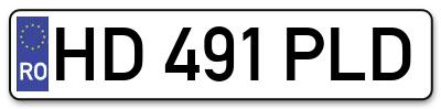 Placuta inmatriculare numar auto  HD-491-PLD, HD 491 PLD, HD491PLD