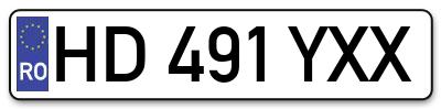 Placuta inmatriculare numar auto  HD-491-YXX, HD 491 YXX, HD491YXX