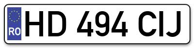 Placuta inmatriculare numar auto  HD-494-CIJ, HD 494 CIJ, HD494CIJ