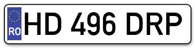 Placuta inmatriculare numar auto  HD-496-DRP, HD 496 DRP, HD496DRP