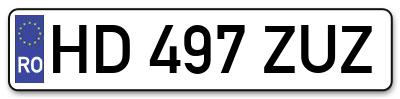 Placuta inmatriculare numar auto  HD-497-ZUZ, HD 497 ZUZ, HD497ZUZ