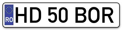 Placuta inmatriculare numar auto  HD-50-BOR, HD 50 BOR, HD50BOR