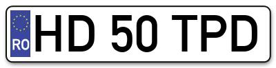 Placuta inmatriculare numar auto  HD-50-TPD, HD 50 TPD, HD50TPD