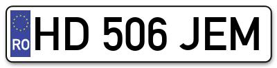 Placuta inmatriculare numar auto  HD-506-JEM, HD 506 JEM, HD506JEM