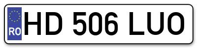 Placuta inmatriculare numar auto  HD-506-LUO, HD 506 LUO, HD506LUO