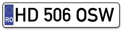 Placuta inmatriculare numar auto  HD-506-OSW, HD 506 OSW, HD506OSW