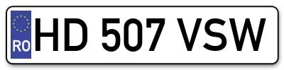 Placuta inmatriculare numar auto  HD-507-VSW, HD 507 VSW, HD507VSW