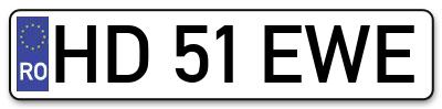 Placuta inmatriculare numar auto  HD-51-EWE, HD 51 EWE, HD51EWE