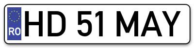 Placuta inmatriculare numar auto  HD-51-MAY, HD 51 MAY, HD51MAY