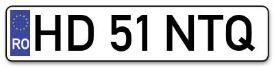 Placuta inmatriculare numar auto  HD-51-NTQ, HD 51 NTQ, HD51NTQ