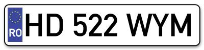 Placuta inmatriculare numar auto  HD-522-WYM, HD 522 WYM, HD522WYM