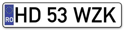 Placuta inmatriculare numar auto  HD-53-WZK, HD 53 WZK, HD53WZK