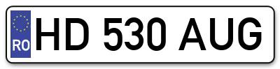 Placuta inmatriculare numar auto  HD-530-AUG, HD 530 AUG, HD530AUG