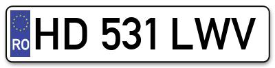 Placuta inmatriculare numar auto  HD-531-LWV, HD 531 LWV, HD531LWV