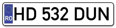 Placuta inmatriculare numar auto  HD-532-DUN, HD 532 DUN, HD532DUN