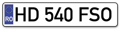 Placuta inmatriculare numar auto  HD-540-FSO, HD 540 FSO, HD540FSO