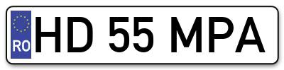 Placuta inmatriculare numar auto  HD-55-MPA, HD 55 MPA, HD55MPA