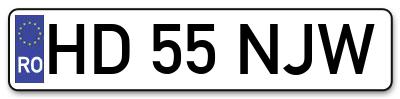 Placuta inmatriculare numar auto  HD-55-NJW, HD 55 NJW, HD55NJW