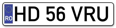 Placuta inmatriculare numar auto  HD-56-VRU, HD 56 VRU, HD56VRU
