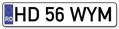 Placuta inmatriculare numar auto  HD-56-WYM, HD 56 WYM, HD56WYM