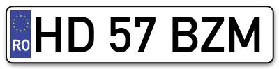 Placuta inmatriculare numar auto  HD-57-BZM, HD 57 BZM, HD57BZM