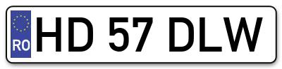 Placuta inmatriculare numar auto  HD-57-DLW, HD 57 DLW, HD57DLW