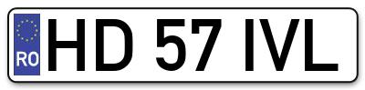 Placuta inmatriculare numar auto  HD-57-IVL, HD 57 IVL, HD57IVL