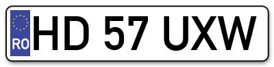 Placuta inmatriculare numar auto  HD-57-UXW, HD 57 UXW, HD57UXW