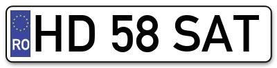 Placuta inmatriculare numar auto  HD-58-SAT, HD 58 SAT, HD58SAT