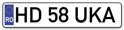 Placuta inmatriculare numar auto  HD-58-UKA, HD 58 UKA, HD58UKA