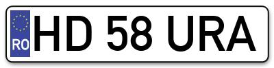 Placuta inmatriculare numar auto  HD-58-URA, HD 58 URA, HD58URA