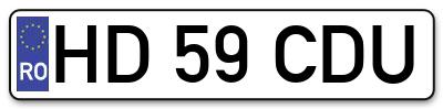 Placuta inmatriculare numar auto  HD-59-CDU, HD 59 CDU, HD59CDU