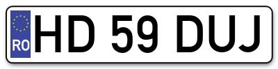 Placuta inmatriculare numar auto  HD-59-DUJ, HD 59 DUJ, HD59DUJ