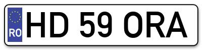 Placuta inmatriculare numar auto  HD-59-ORA, HD 59 ORA, HD59ORA