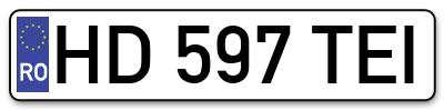 Placuta inmatriculare numar auto  HD-597-TEI, HD 597 TEI, HD597TEI