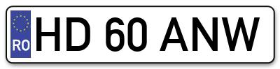 Placuta inmatriculare numar auto  HD-60-ANW, HD 60 ANW, HD60ANW