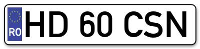 Placuta inmatriculare numar auto  HD-60-CSN, HD 60 CSN, HD60CSN