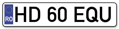 Placuta inmatriculare numar auto  HD-60-EQU, HD 60 EQU, HD60EQU