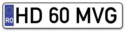 Placuta inmatriculare numar auto  HD-60-MVG, HD 60 MVG, HD60MVG