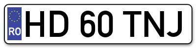 Placuta inmatriculare numar auto  HD-60-TNJ, HD 60 TNJ, HD60TNJ