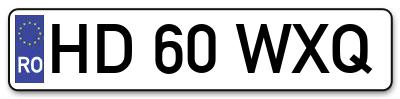 Placuta inmatriculare numar auto  HD-60-WXQ, HD 60 WXQ, HD60WXQ