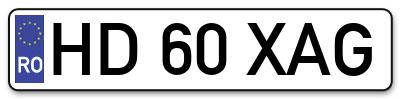 Placuta inmatriculare numar auto  HD-60-XAG, HD 60 XAG, HD60XAG